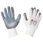 GUANTES DE TRABAJO POLIÉSTER BLANCO Y NITRILO GRIS - IRIS